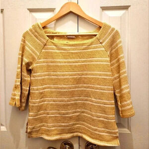 Anthropologie Yellow Striped Flared Split Sleeves- Size XS-EUC-no calls/stains💛